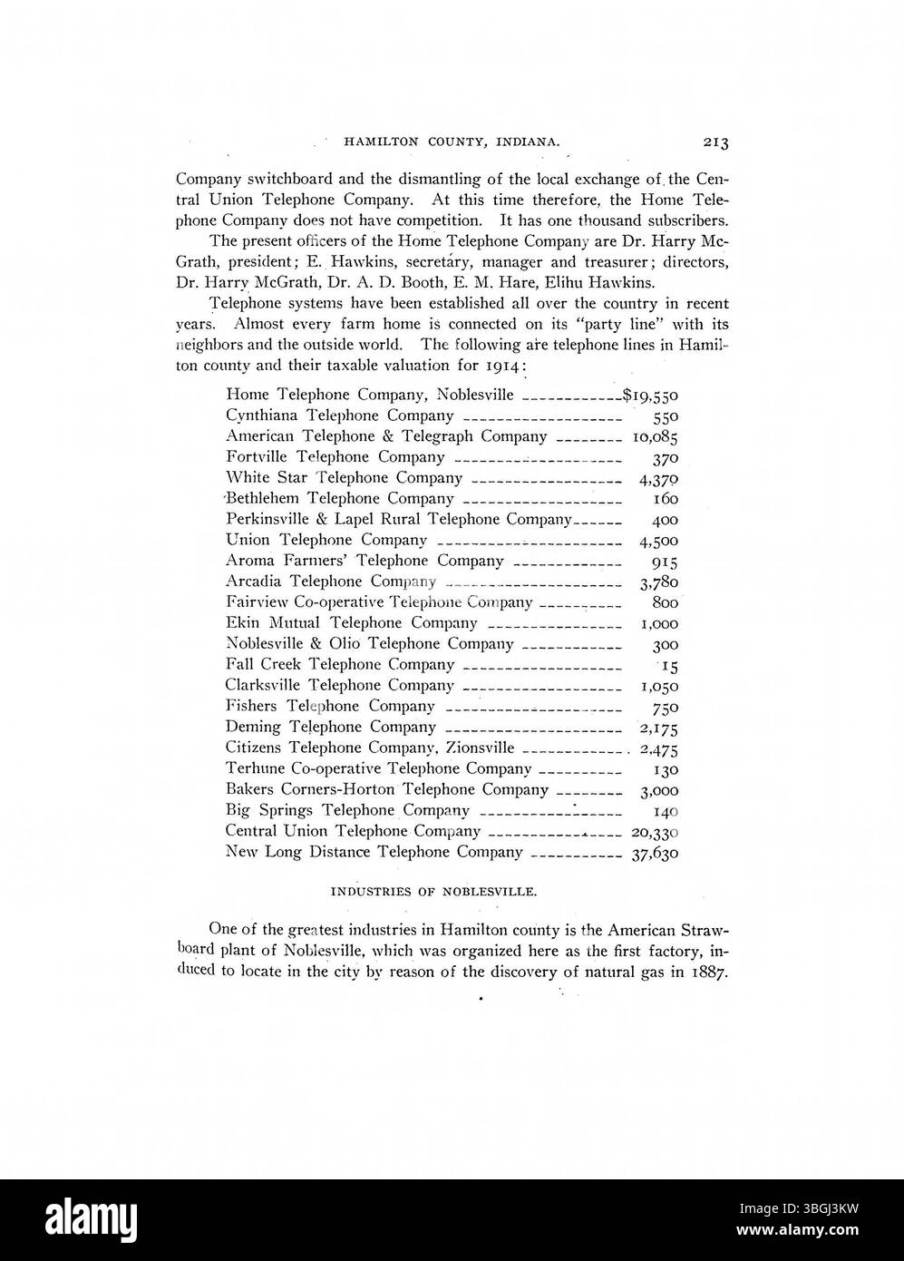 Aus der illustrierten Geschichte des Hamilton County von 1915 enthält dieser Abschnitt weitere historische Profile von Persönlichkeiten, die das lokale bürgerliche und wirtschaftliche Leben beeinflussten. Stockfoto