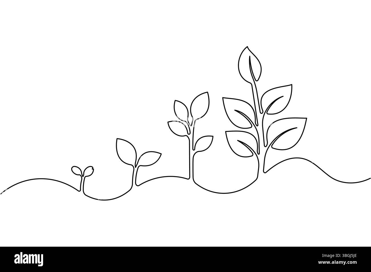 Einfache Growth Plant One Line Art und Vektor Illustration Stock Vektor