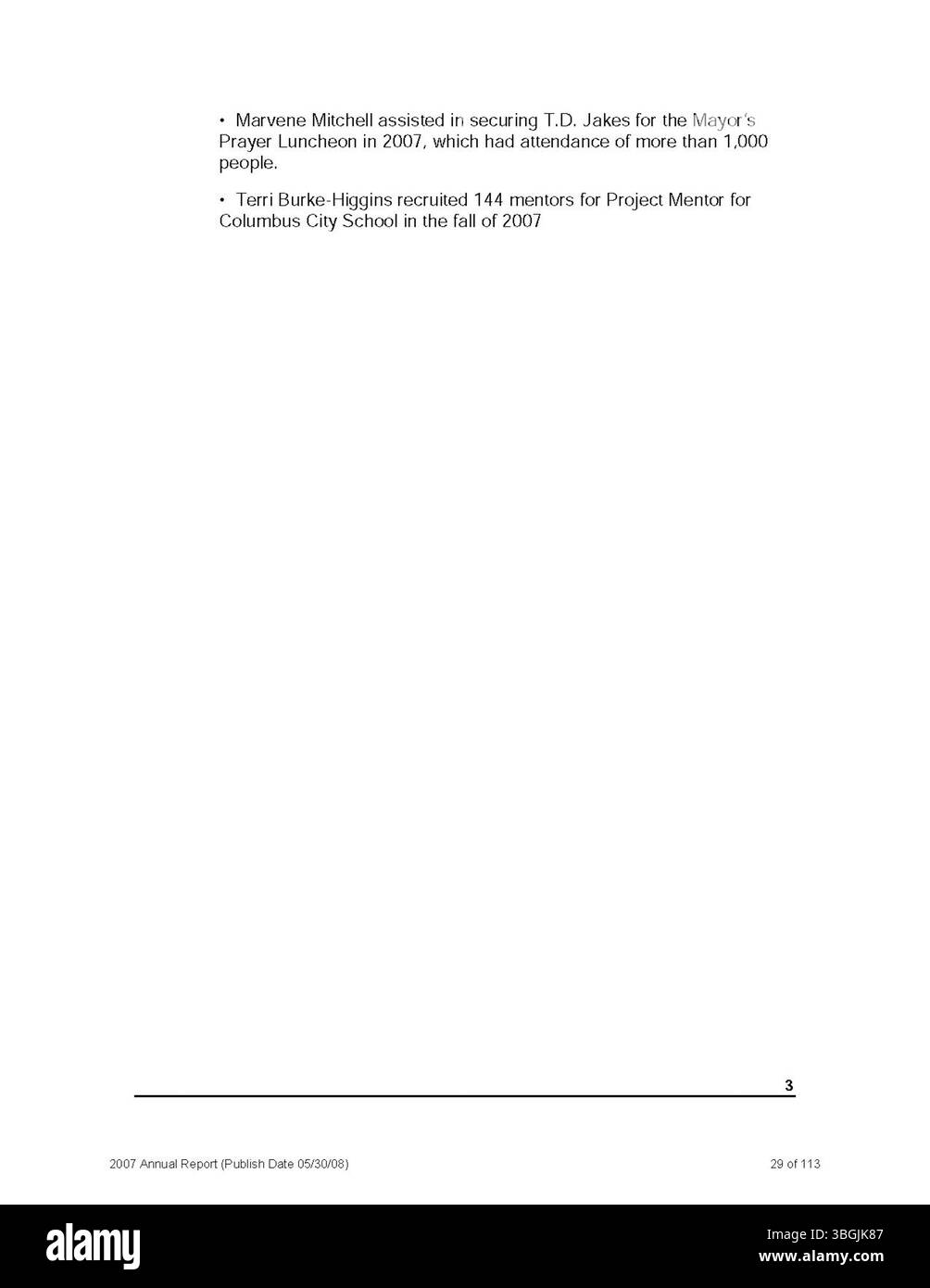 Der Jahresbericht 2007 der Stadt Columbus enthält einen Überblick über die Einnahmen, Ausgaben und die Aufsicht durch die Kommission. Stockfoto