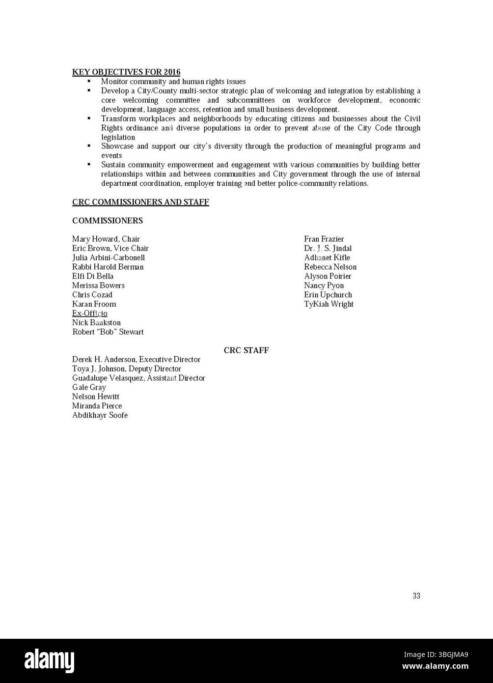 Der Jahresbericht 2015 der Stadt Columbus beschreibt die Einnahmen und Ausgaben der Stadt mit detaillierten Berichten des Ways and Means Committee, des City Clerk und des City Treasurer, die das Finanzmanagement der Stadt widerspiegeln. Stockfoto