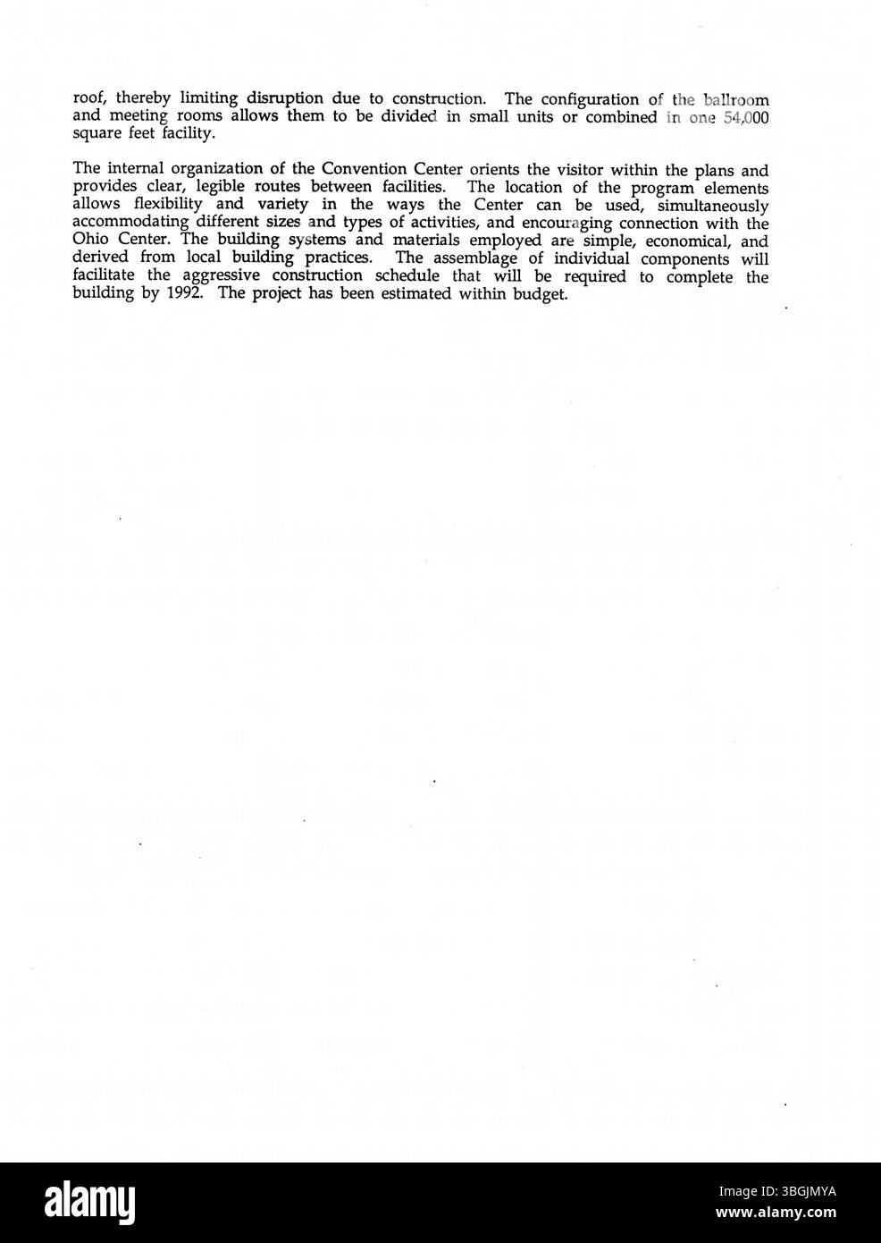 Architekt Michael Graves schlug ein Design für das Columbus Convention Center vor, das die funktionalen Anforderungen der Einrichtung erfüllt und gleichzeitig eine frische und ansprechende architektonische Lösung bietet. Schließlich wurde Peter Eisenmans Entwurf für das Zentrum ausgewählt. Stockfoto