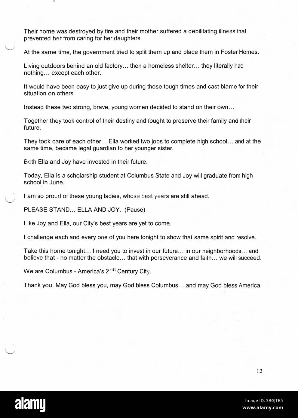Diese Sammlung von Pressemitteilungen aus dem Büro von Bürgermeister Michael Coleman im Jahr 2003 dokumentiert wichtige politische und staatliche Maßnahmen in Columbus. Coleman war der erste afroamerikanische Bürgermeister von Columbus und bekleidete von 2000 bis 2016 vier Amtsperioden. Seine Regierung konzentrierte sich auf die Verbesserung der öffentlichen Dienstleistungen, der Infrastruktur und der wirtschaftlichen Entwicklung in der Stadt. Stockfoto