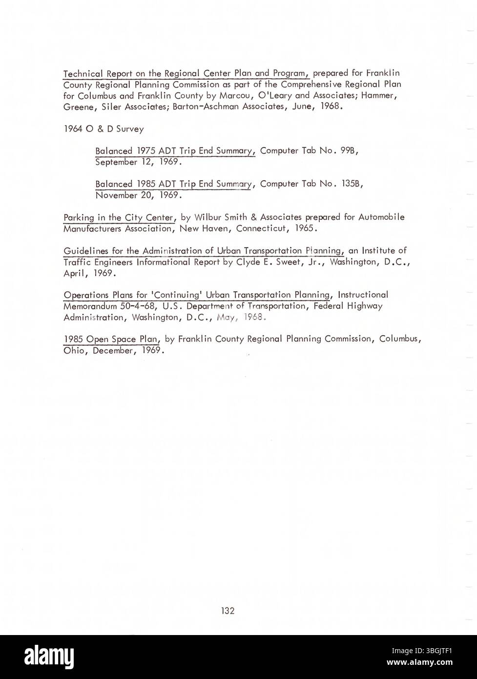 Im Jahr 1972 zielte der Franklin County Regional Transportation Plan darauf ab, Verkehrsprobleme aufgrund des Bevölkerungswachstums anzugehen. Der Plan berücksichtigt die Bedürfnisse des städtischen und ländlichen Verkehrs zur Förderung einer nachhaltigen Entwicklung. Stockfoto