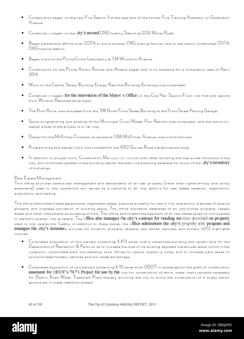 Im Jahresbericht 2013 der Stadt Columbus werden die Einnahmen und Ausgaben der Stadt aufgeführt, einschließlich der Berichte des Ways and Means Committee, des Stadtverwalters und des Stadtschatzmeisters. Stockfoto