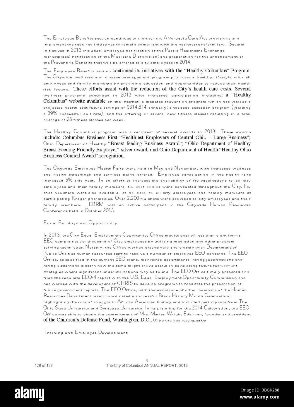 Der Jahresbericht 2013 der Stadt Columbus bietet eine detaillierte Übersicht über die Einnahmen und Ausgaben der Stadt mit besonderem Schwerpunkt auf den Finanzaktivitäten des Stadtverwalters und des Stadtschatzmeisters. Es dient als offizieller Bericht über den finanziellen Status der Stadt für das Jahr. Stockfoto