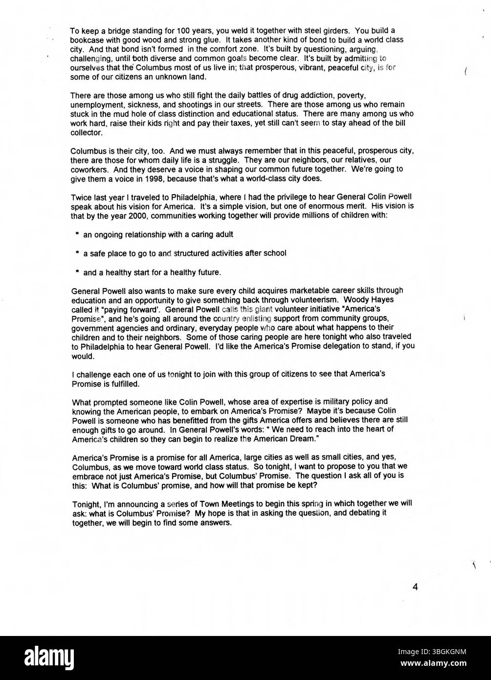 In der Ansprache zur Stadt 1998 skizzierte Bürgermeister Gregory S. Lashutka die Fortschritte, die Kolumbus in Bezug auf Infrastruktur, Wirtschaftswachstum und die Verbesserung der öffentlichen Sicherheit erzielt hatte, und sprach sich mit den zukünftigen Entwicklungsplänen der Stadt aus. Stockfoto In der Ansprache zur Stadt 1998 skizzierte Bürgermeister Gregory S. Lashutka die Fortschritte, die Kolumbus in Bezug auf Infrastruktur, Wirtschaftswachstum und die Verbesserung der öffentlichen Sicherheit erzielt hatte, und sprach sich mit den zukünftigen Entwicklungsplänen der Stadt aus. Stockfoto