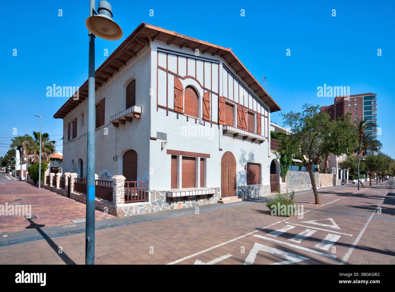 Blick auf das Haus, Architektur, Stadtrundfahrt, Santiago de la Ribera, Mar Menor, autonome Region Murcia, Spanien, Stockfoto