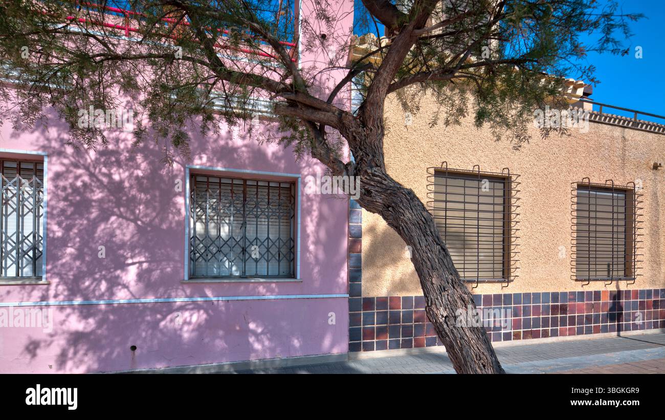 Blick auf das Haus, Architektur, Stadtrundfahrt, Santiago de la Ribera, Mar Menor, autonome Region Murcia, Spanien, Stockfoto
