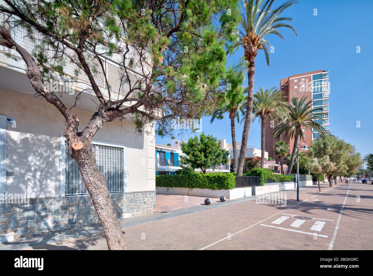 Blick auf das Haus, Architektur, Stadtbesichtigung, Santiago de la Ribera, Mar Menor, autonome Region Murcia, Spanien, Stockfoto