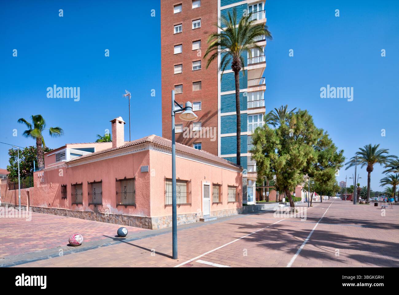 Blick auf das Haus, Architektur, Stadtrundfahrt, Santiago de la Ribera, Mar Menor, autonome Region Murcia, Spanien, Stockfoto