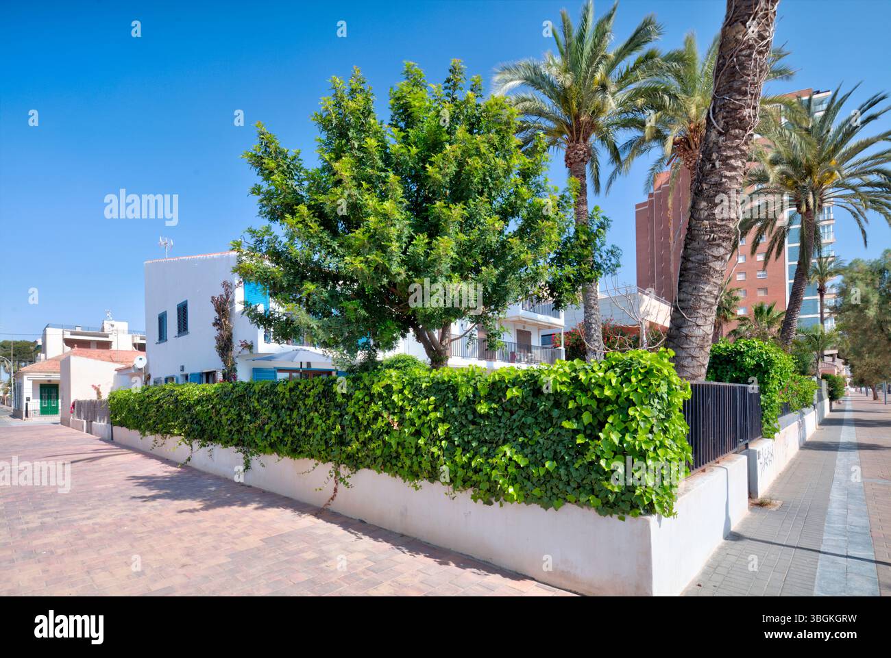 Blick auf das Haus, Architektur, Stadtrundfahrt, Santiago de la Ribera, Mar Menor, autonome Region Murcia, Spanien, Stockfoto