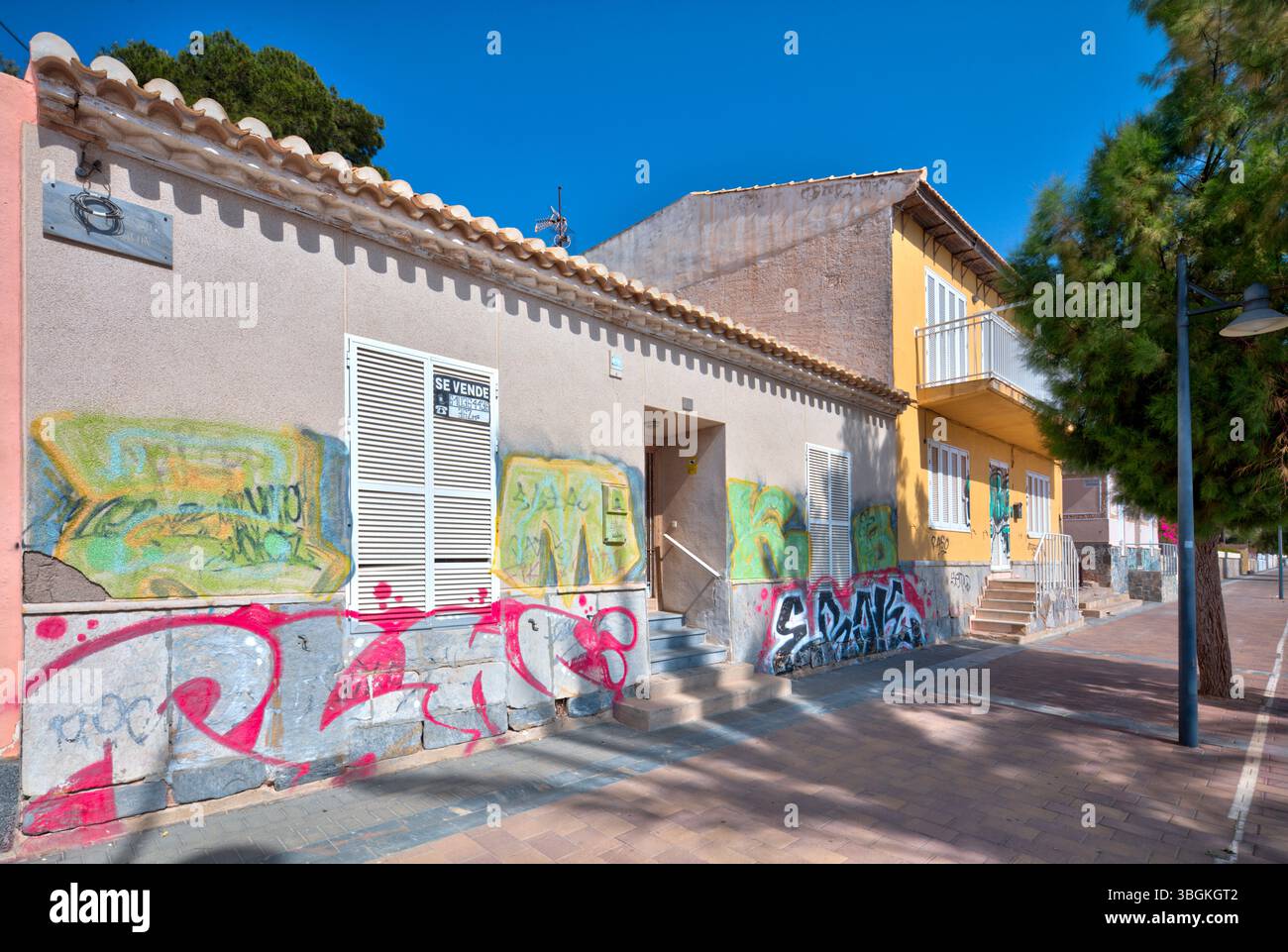 Blick auf das Haus, Architektur, Stadtrundfahrt, Santiago de la Ribera, Mar Menor, autonome Region Murcia, Spanien, Stockfoto