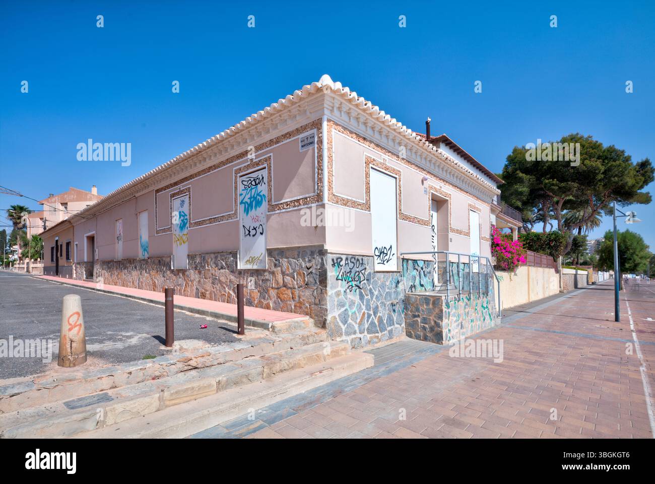 Blick auf das Haus, Architektur, Stadtrundfahrt, Santiago de la Ribera, Mar Menor, autonome Region Murcia, Spanien, Stockfoto