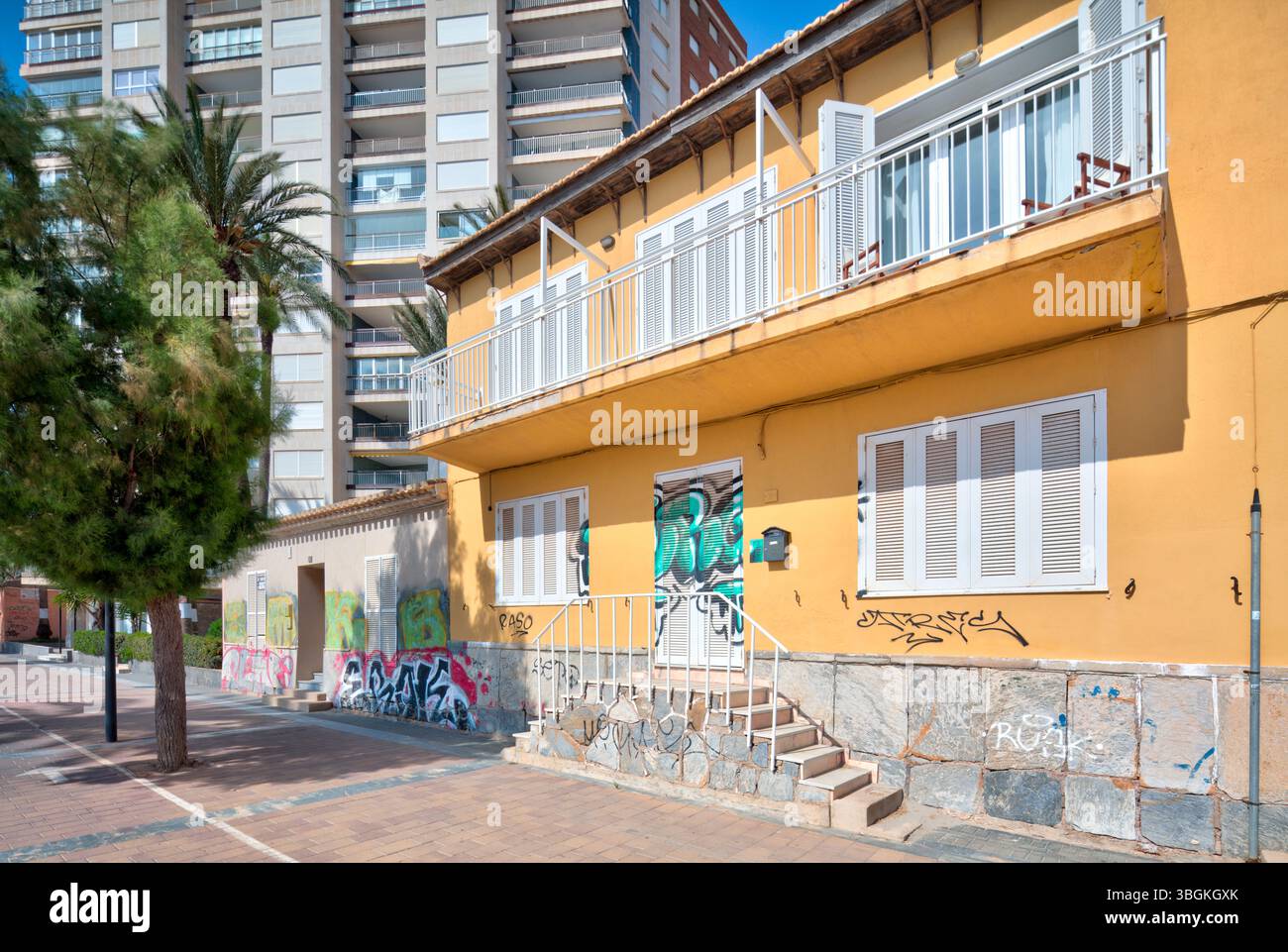 Blick auf das Haus, Architektur, Stadtrundfahrt, Santiago de la Ribera, Mar Menor, autonome Region Murcia, Spanien, Stockfoto