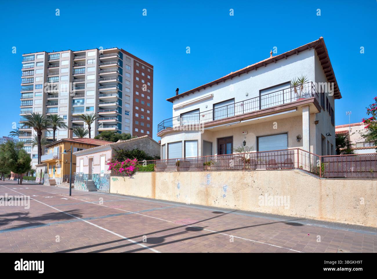 Blick auf das Haus, Architektur, Stadtrundfahrt, Santiago de la Ribera, Mar Menor, autonome Region Murcia, Spanien, Stockfoto