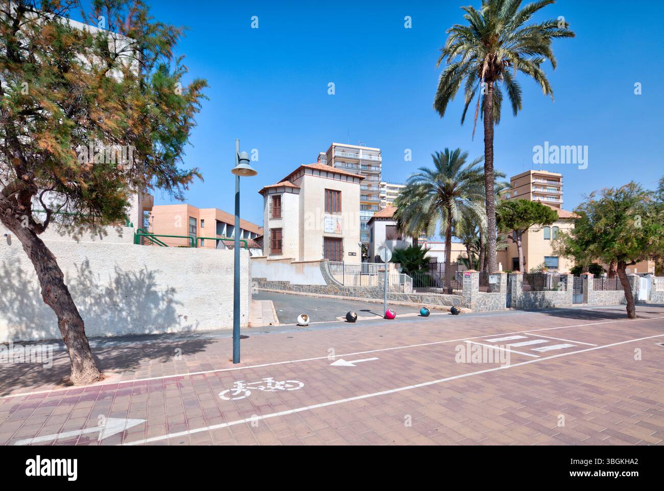 Blick auf das Haus, Architektur, Stadtrundfahrt, Santiago de la Ribera, Mar Menor, autonome Region Murcia, Spanien, Stockfoto