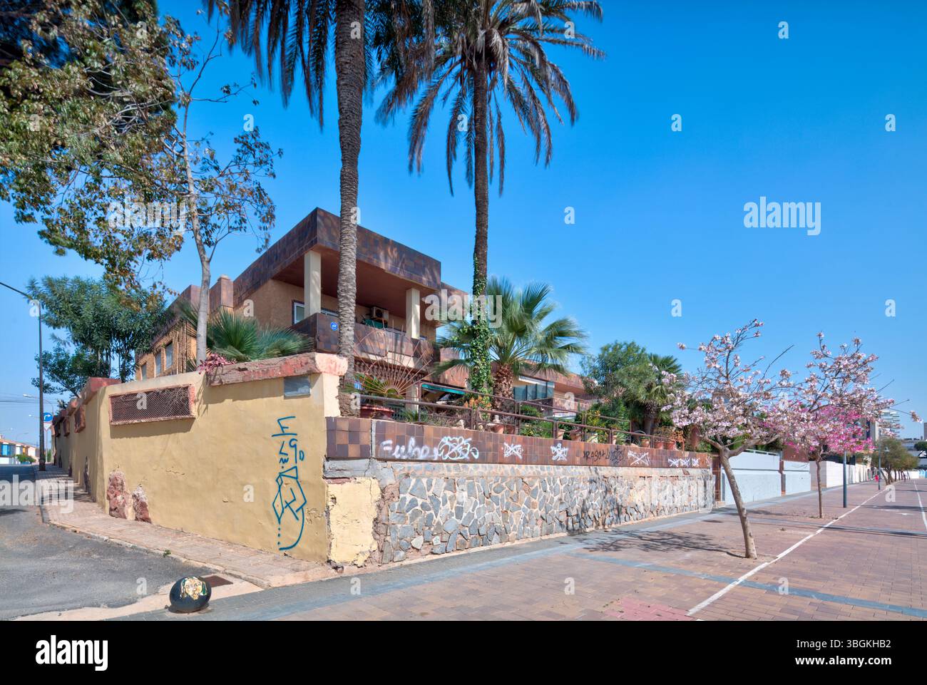 Blick auf das Haus, Architektur, Stadtrundfahrt, Santiago de la Ribera, Mar Menor, autonome Region Murcia, Spanien, Stockfoto