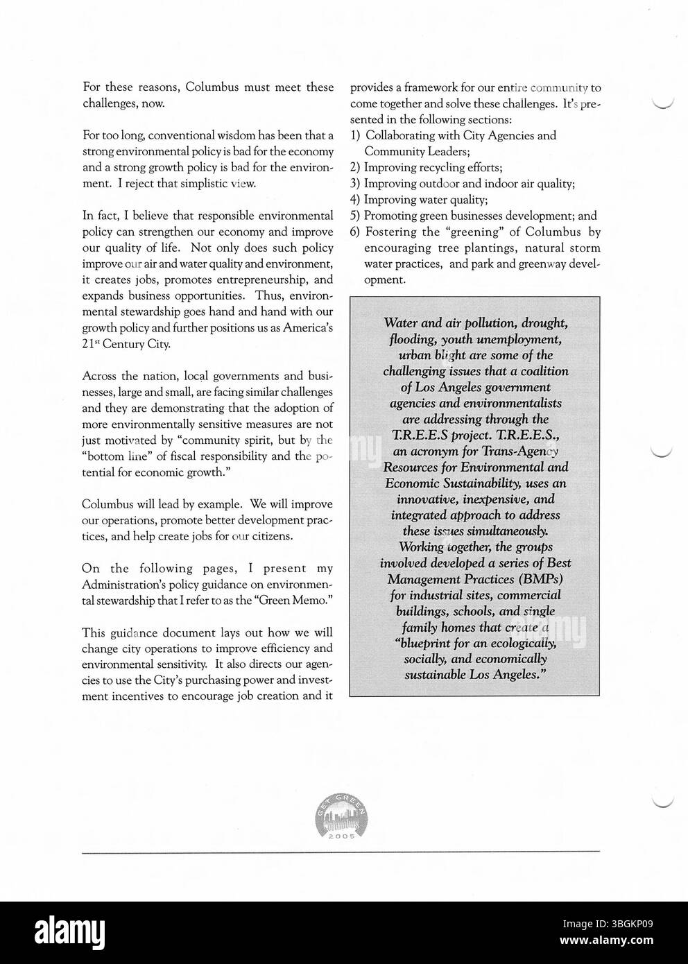 Diese Sammlung von Pressemitteilungen aus dem Büro des Bürgermeisters Michael Coleman im Jahr 2005 dokumentiert wichtige politische Maßnahmen, Aktualisierungen der Gesetzgebung und Ankündigungen. Michael Coleman war der erste afroamerikanische Bürgermeister von Columbus, der von 2000 bis 2016 diente, einschließlich einer Rekordzeit. Stockfoto