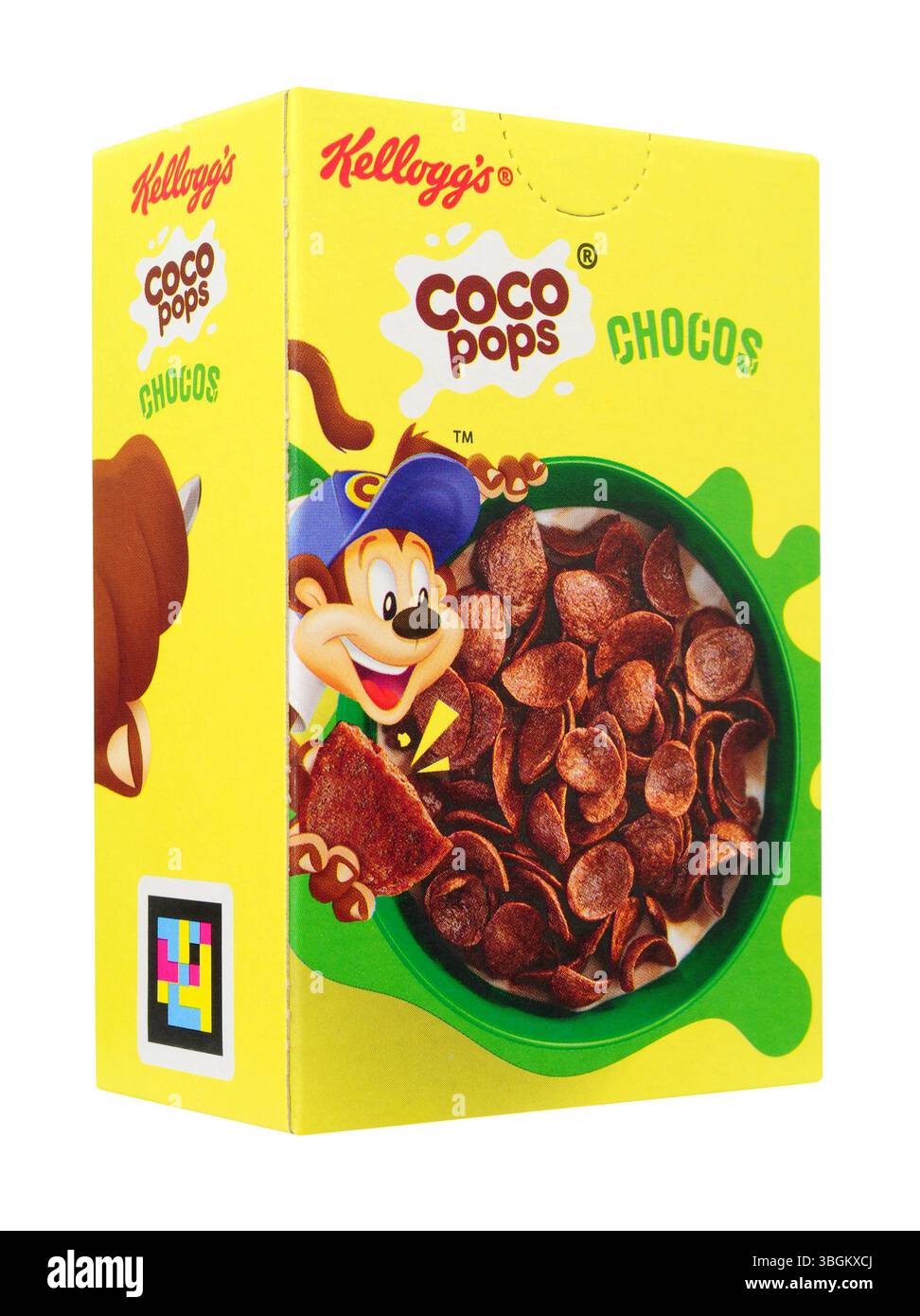 Kellogg's Coco Pop Chocos Frühstückszerealien in einer 25 g-Packung für eine Portion Stockfoto