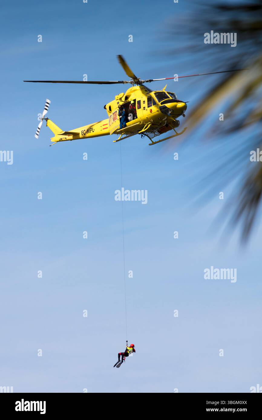 Festival Aereo San Javier, Flugschau, Rettung, Hubschrauber, Übung, Santiago de la Ribera, Mar Menor, autonome Region Murcia, Spanien, Stockfoto