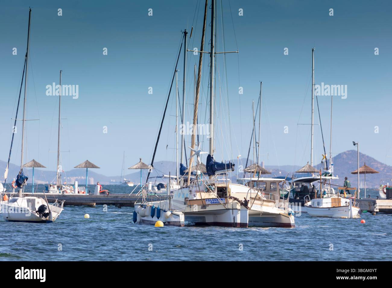 Boote, Steg, Mar Menor, Santiago de la Ribera, San Javier, autonome Region Murcia, Spanien, Stockfoto