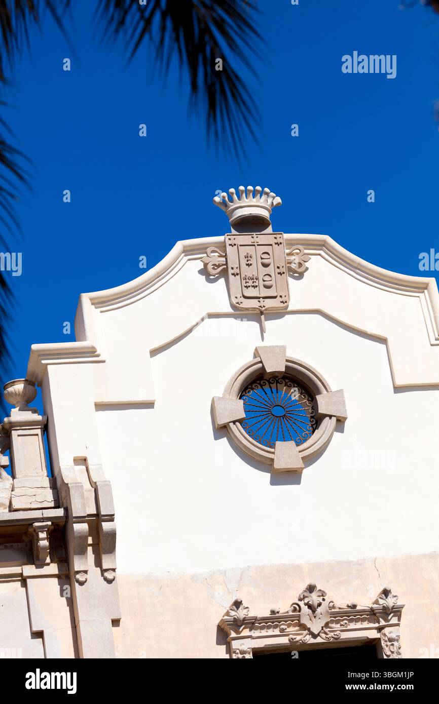 Blick auf das Haus, Fassade, Architektur, Stadtbesichtigung, Santiago de la Ribera, Mar Menor, autonome Region Murcia, Spanien, Stockfoto