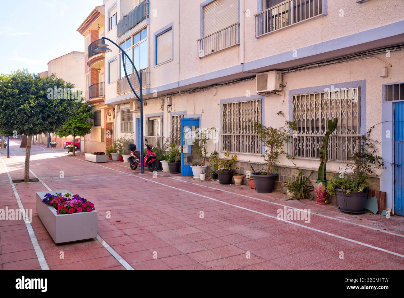 Blick auf das Haus, Fassade, Architektur, Stadtbesichtigung, Santiago de la Ribera, Mar Menor, autonome Region Murcia, Spanien, Stockfoto