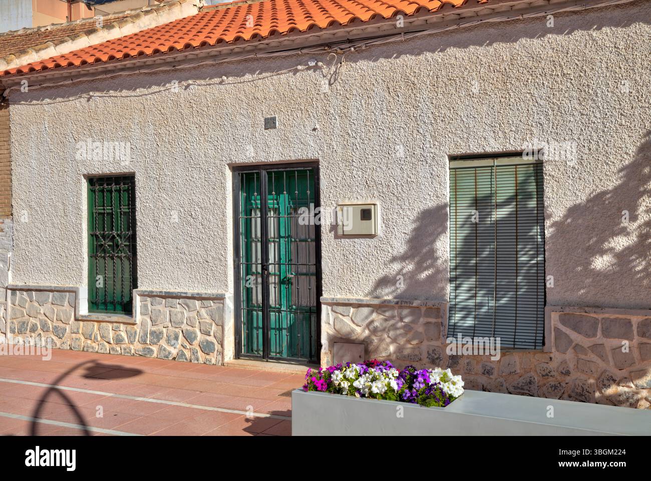 Blick auf das Haus, Fassade, Architektur, Stadtbesichtigung, Santiago de la Ribera, Mar Menor, autonome Region Murcia, Spanien, Stockfoto