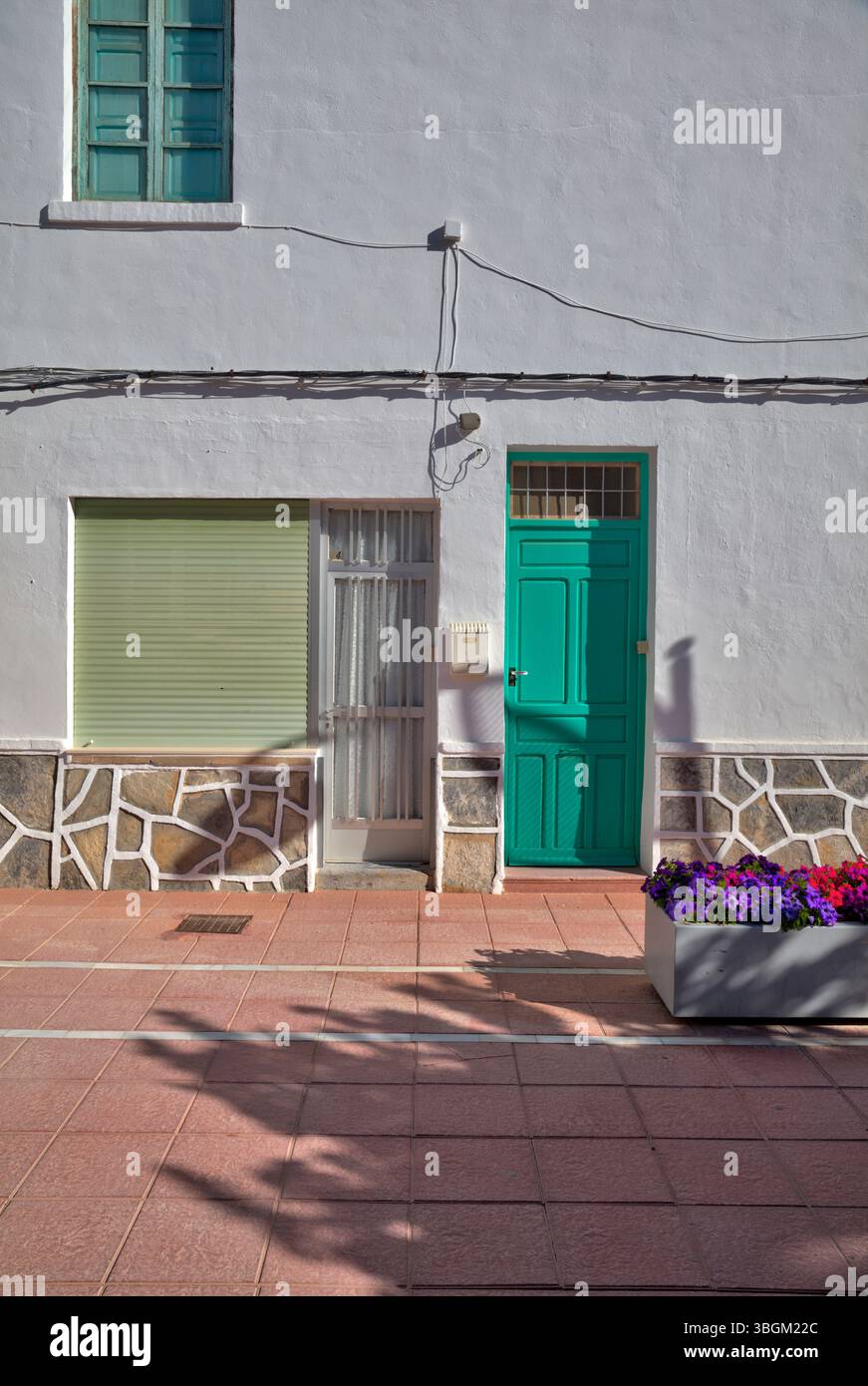 Blick auf das Haus, Fassade, Architektur, Stadtbesichtigung, Santiago de la Ribera, Mar Menor, autonome Region Murcia, Spanien, Stockfoto