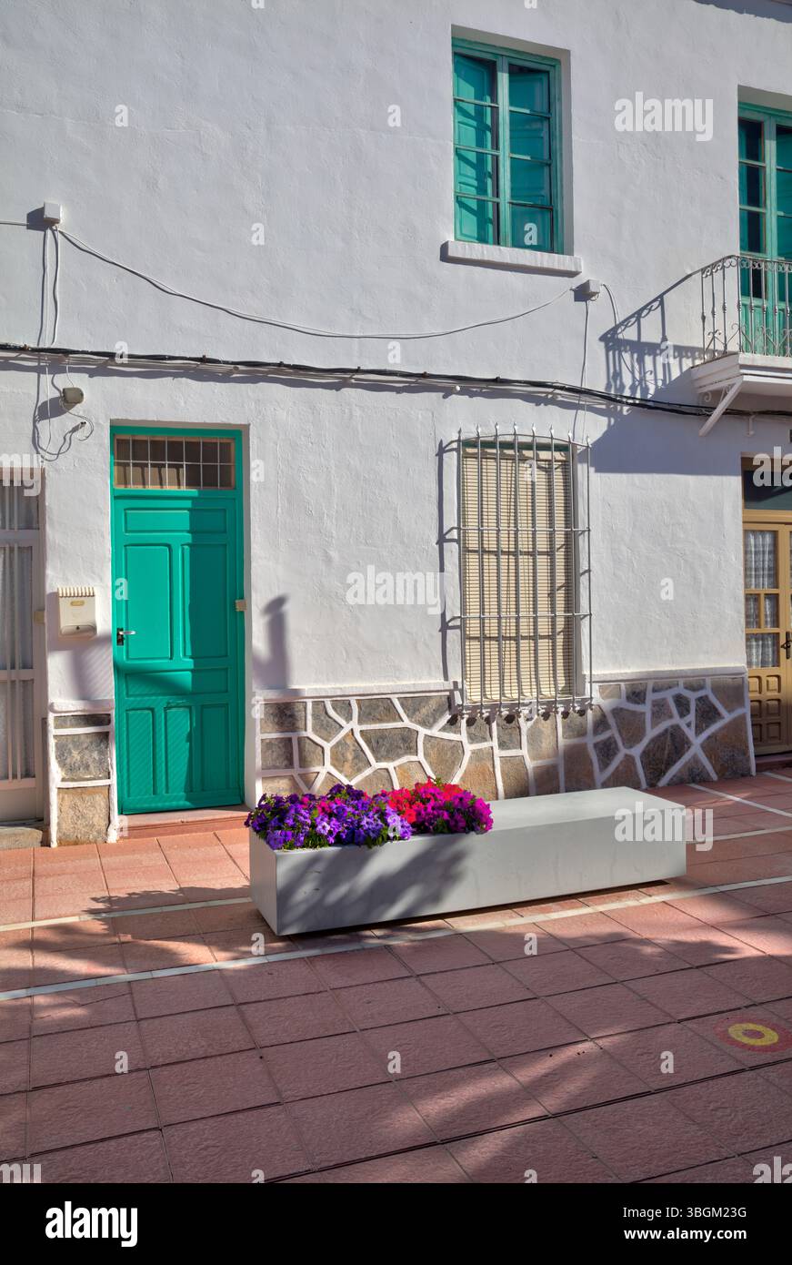 Blick auf das Haus, Fassade, Architektur, Stadtbesichtigung, Santiago de la Ribera, Mar Menor, autonome Region Murcia, Spanien, Stockfoto