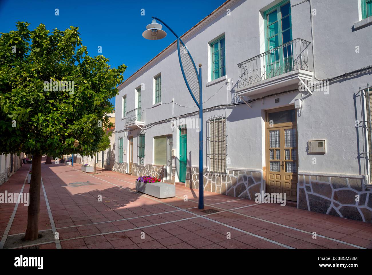 Blick auf das Haus, Fassade, Architektur, Stadtbesichtigung, Santiago de la Ribera, Mar Menor, autonome Region Murcia, Spanien, Stockfoto