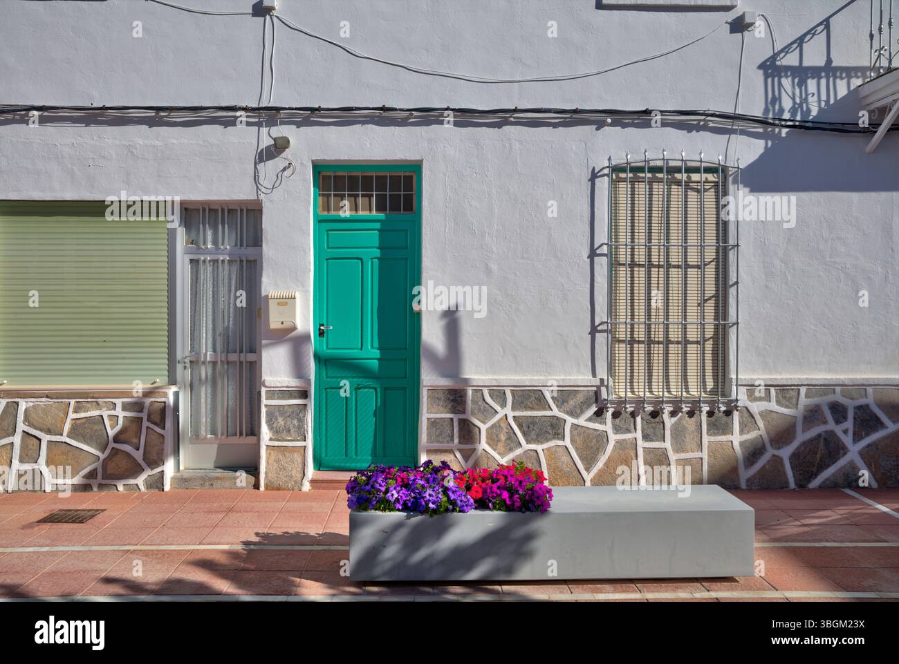 Blick auf das Haus, Fassade, Architektur, Stadtbesichtigung, Santiago de la Ribera, Mar Menor, autonome Region Murcia, Spanien, Stockfoto