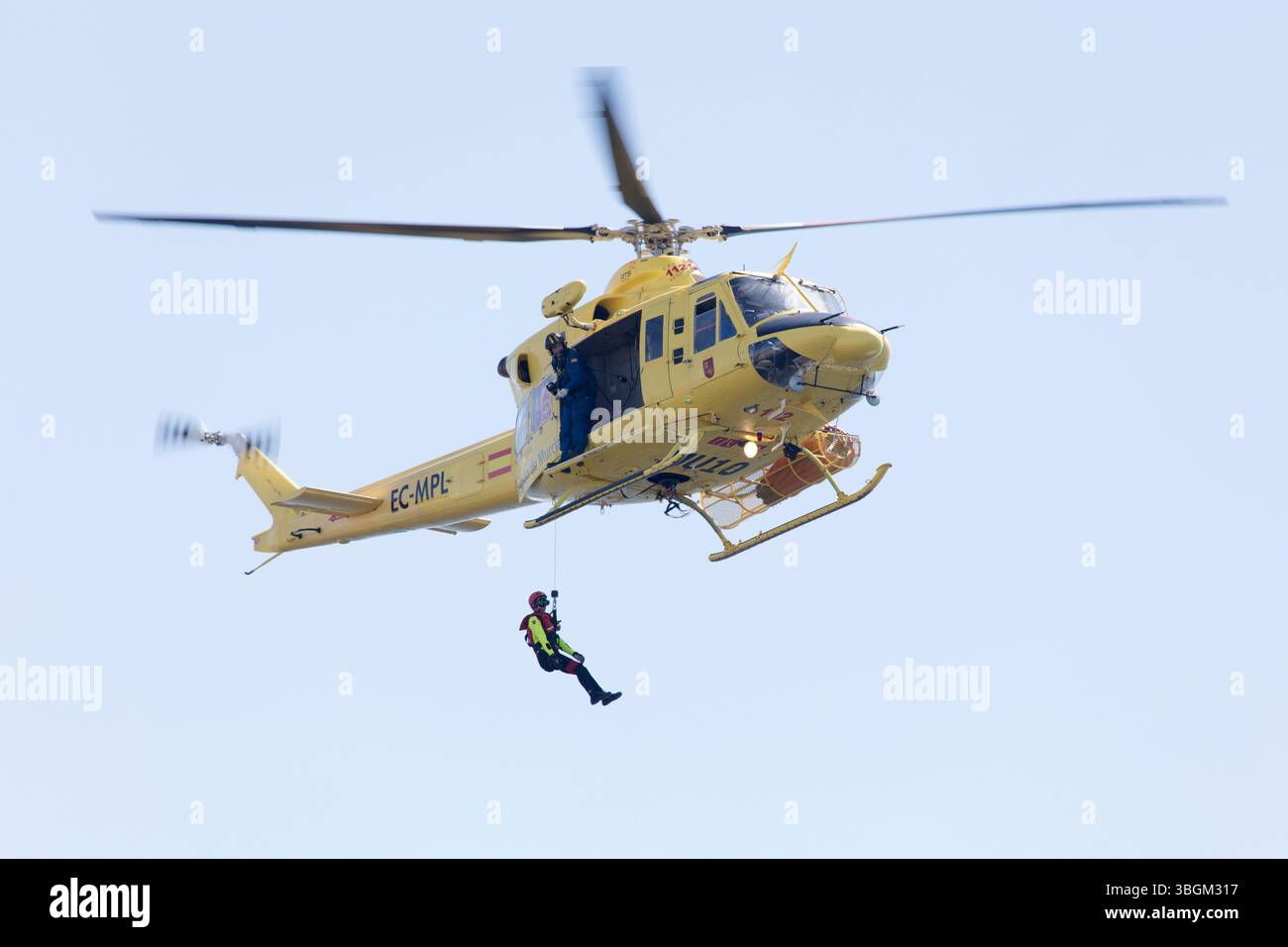 Festival Aereo San Javier, Flugschau, Rettung, Hubschrauber, Übung, Santiago de la Ribera, Mar Menor, autonome Region Murcia, Spanien, Stockfoto