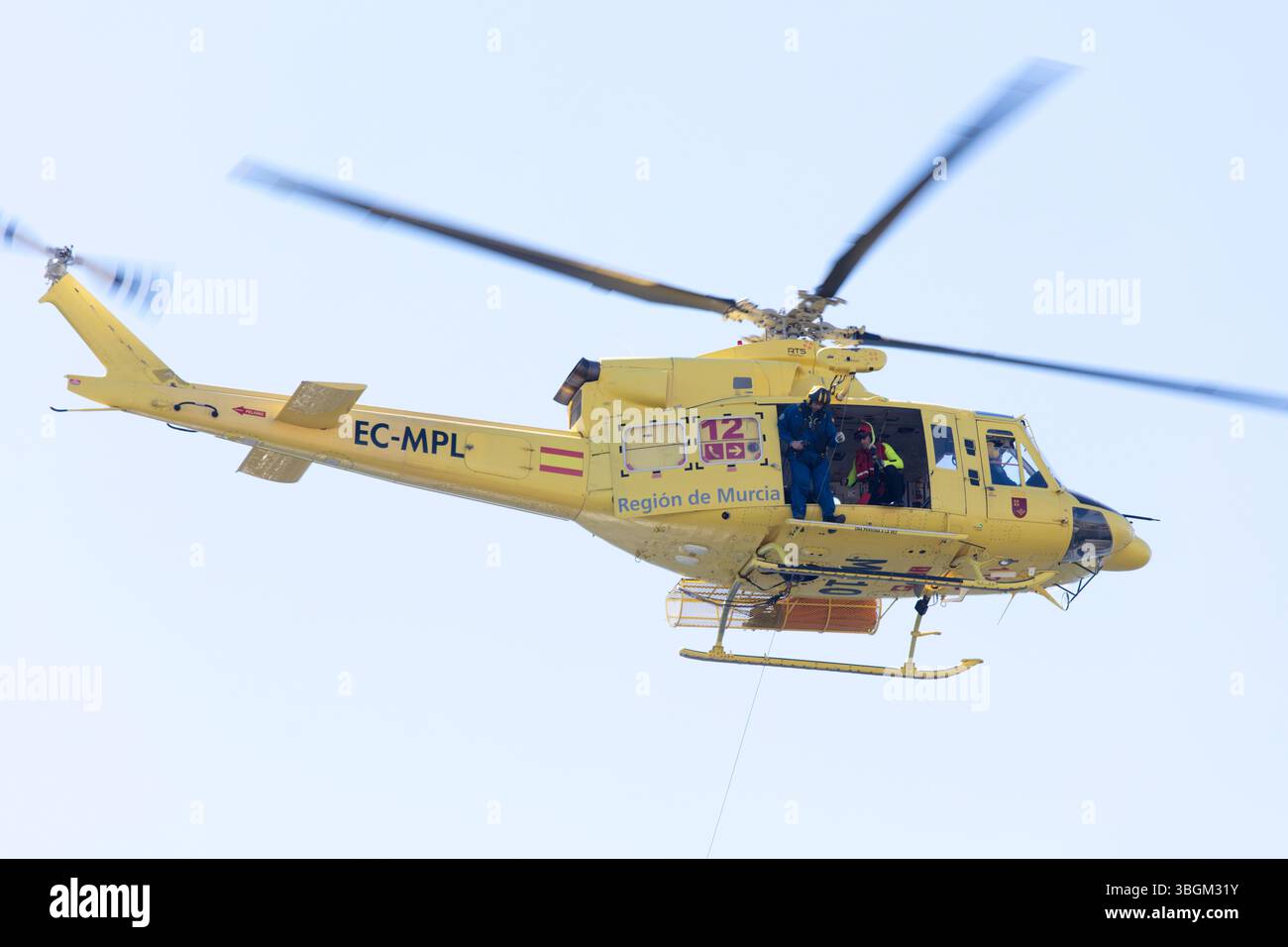Festival Aereo San Javier, Flugschau, Rettung, Hubschrauber, Übung, Santiago de la Ribera, Mar Menor, autonome Region Murcia, Spanien, Stockfoto