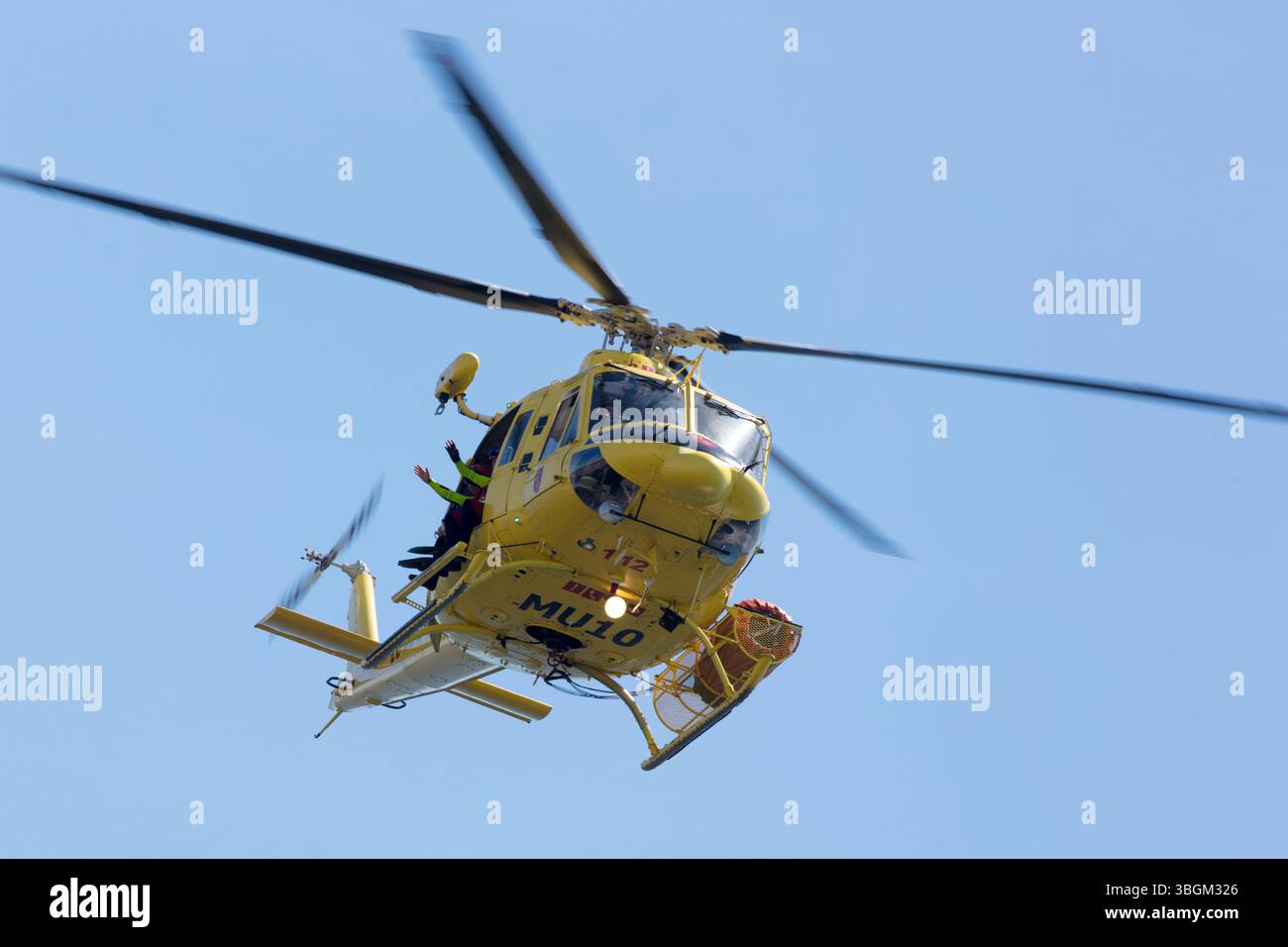 Festival Aereo San Javier, Flugschau, Rettung, Hubschrauber, Übung, Santiago de la Ribera, Mar Menor, autonome Region Murcia, Spanien, Stockfoto