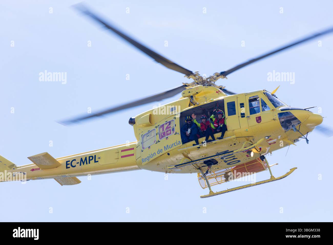 Festival Aereo San Javier, Flugschau, Rettung, Hubschrauber, Übung, Santiago de la Ribera, Mar Menor, autonome Region Murcia, Spanien, Stockfoto
