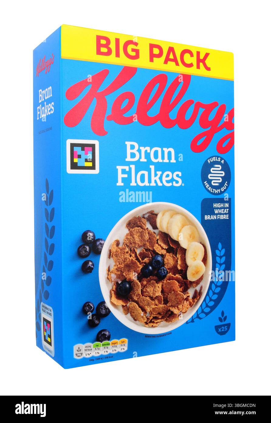 Kellogg's Kleie Flocken Pack knusprige Vollkorn-Getreideflocken in einer 750-g-Packung Stockfoto