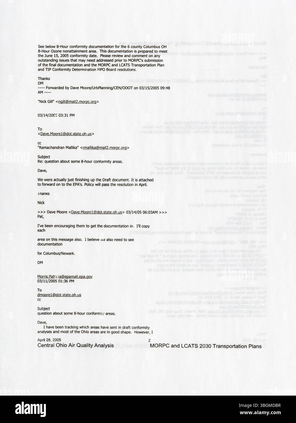Die Central Ohio Air Quality Analysis von 2005 berichtet, dass mehrere Countys, darunter Franklin, Delaware, Licking, Madison, Fairfield, und Knox wird gemäß den Clean Air Act-Änderungen von 1990 als Ozonschutzgebiete eingestuft. Diese Bereiche müssen Luftqualitätspläne umsetzen, um die nationalen Luftqualitätsnormen zu erfüllen. Die EPA von Ohio leitet die Koordinierung und Entwicklung des staatlichen Umsetzungsplans zur Reduzierung der Emissionen im ganzen Land. Stockfoto