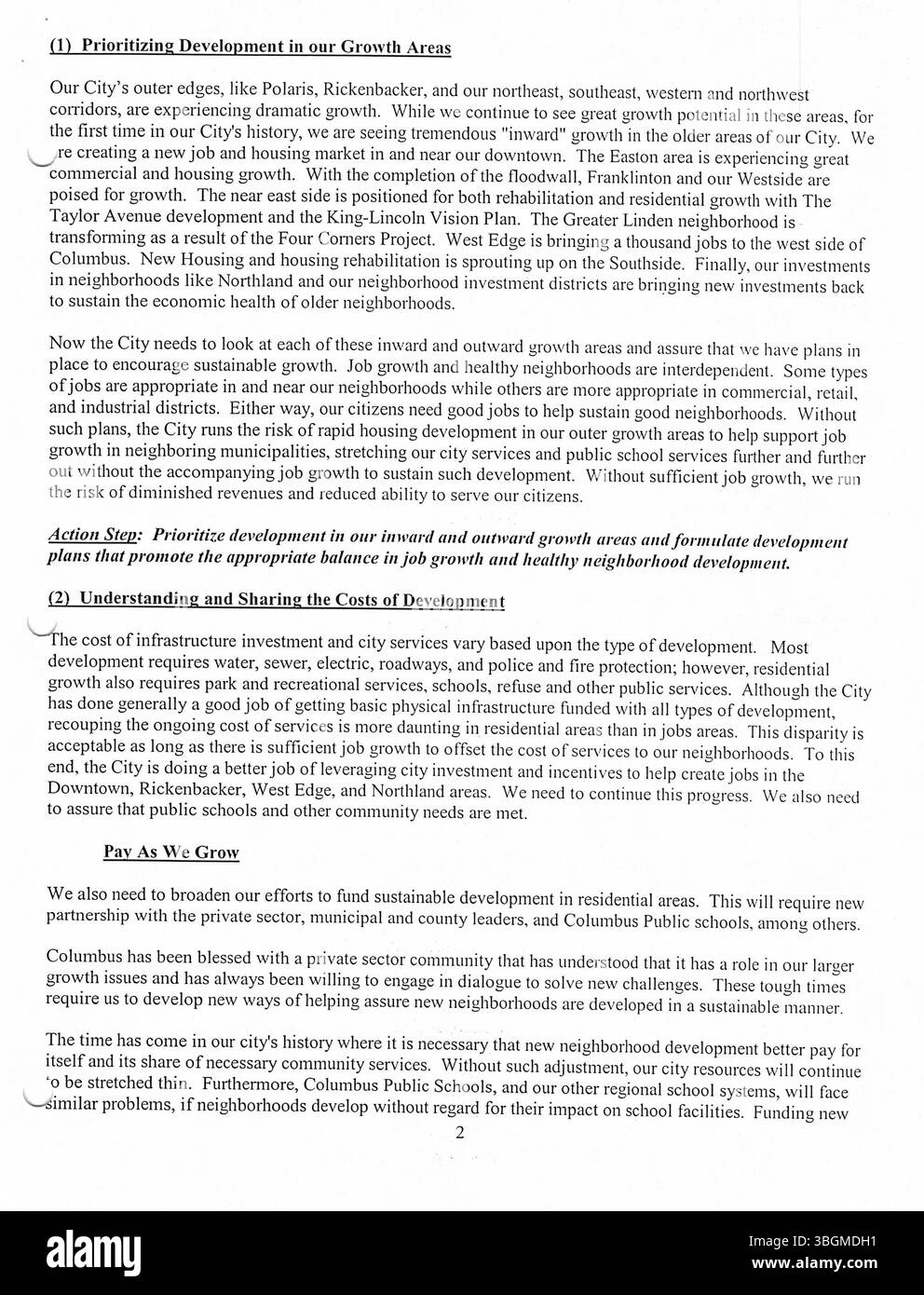 Seite 206 der 2003 veröffentlichten Pressemitteilungen des Bürgermeisters Michael Coleman enthält wichtige Ankündigungen und politische Updates während seiner Amtszeit als erster afroamerikanischer Bürgermeister von Columbus, Ohio. Stockfoto