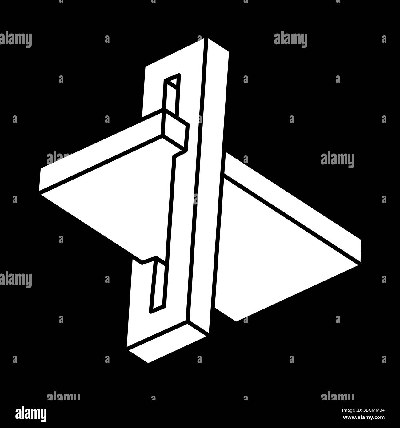Optische Täuschung. Unmögliche Formen. Sakrale Geometriefiguren. Escher-STYLE. Abstraktes ewiges geometrisches Objekt. Stock Vektor