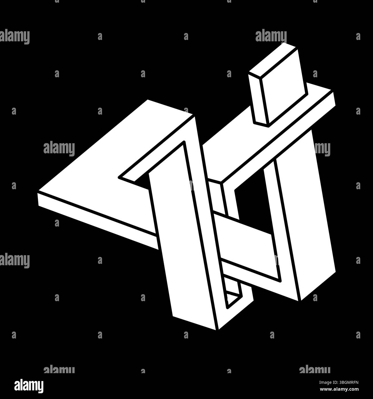 Optische Illusion, unmögliche Form. Optisches Kunstobjekt. Escher-STYLE. Geometrische Figur. Stock Vektor