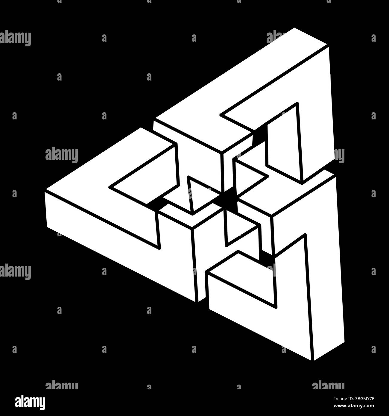 Unmögliche Formen. Optische Illusionsfigur. Escher-STYLE. Abstraktes ewiges geometrisches Objekt. Optische Kunst. Stock Vektor