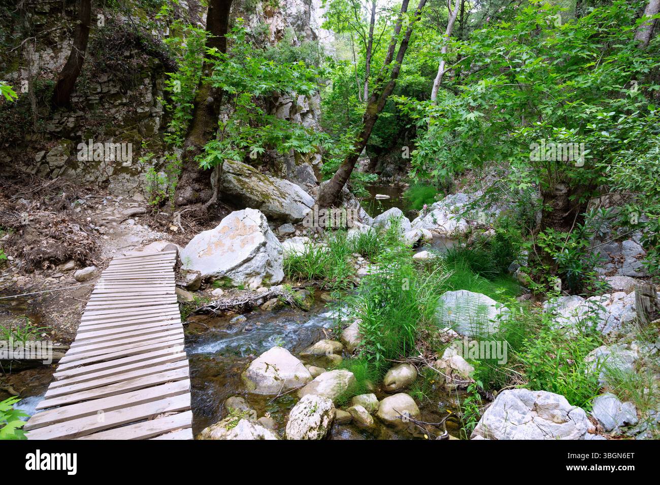 Potami, Wanderweg zum Potami-Wasserfall auf der Insel Samos in Griechenland Stockfoto