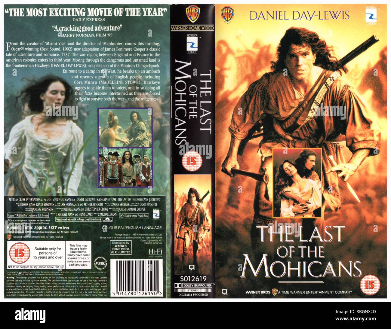The Last of the Mohicans (1992 Film, Regie: Michael Mann) VHS Cover ('93 UK) von Warner Home Video Stockfoto