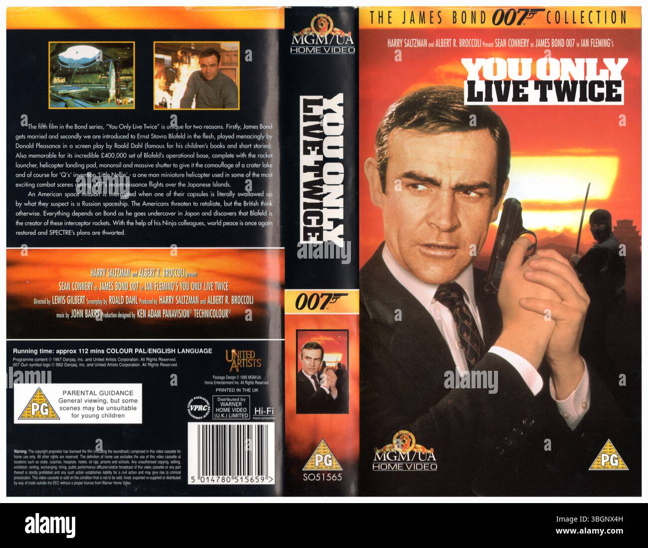 James Bond You Only Live Two (1967, Regie: Lewis Gilbert, mit Sean Connery) VHS Cover ('95 UK von Warner Home Video) Stockfoto