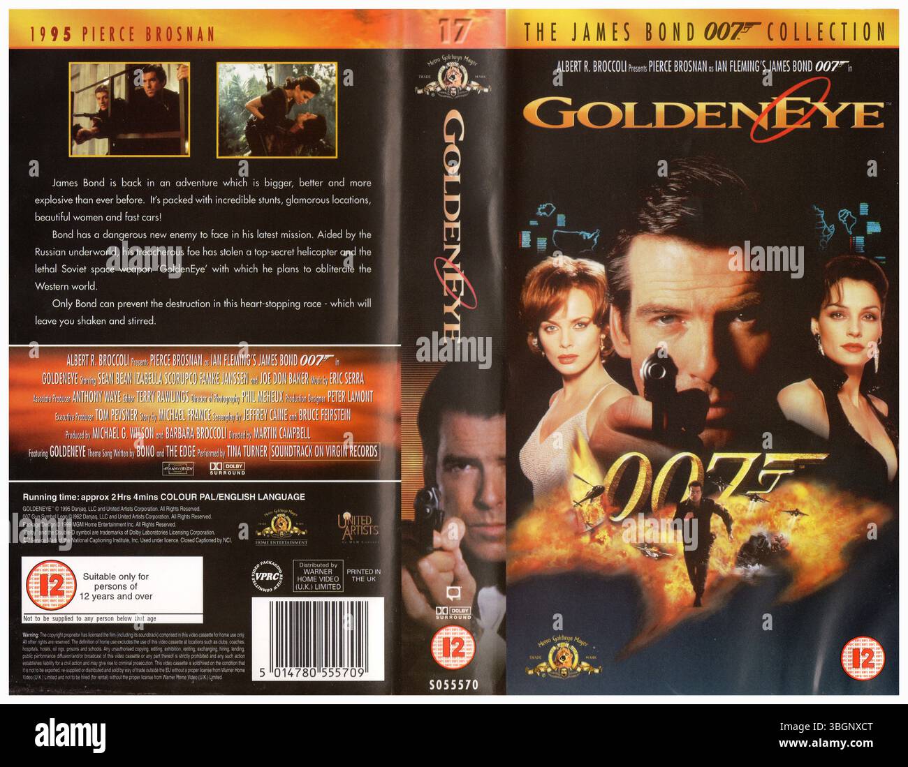 GoldenEye, ein James-Bond-Film aus dem Jahr 1995, der erste, der Pierce Brosnan in der Hauptrolle spielte. VHS Cover ('99 UK) von Warner Home Video Stockfoto
