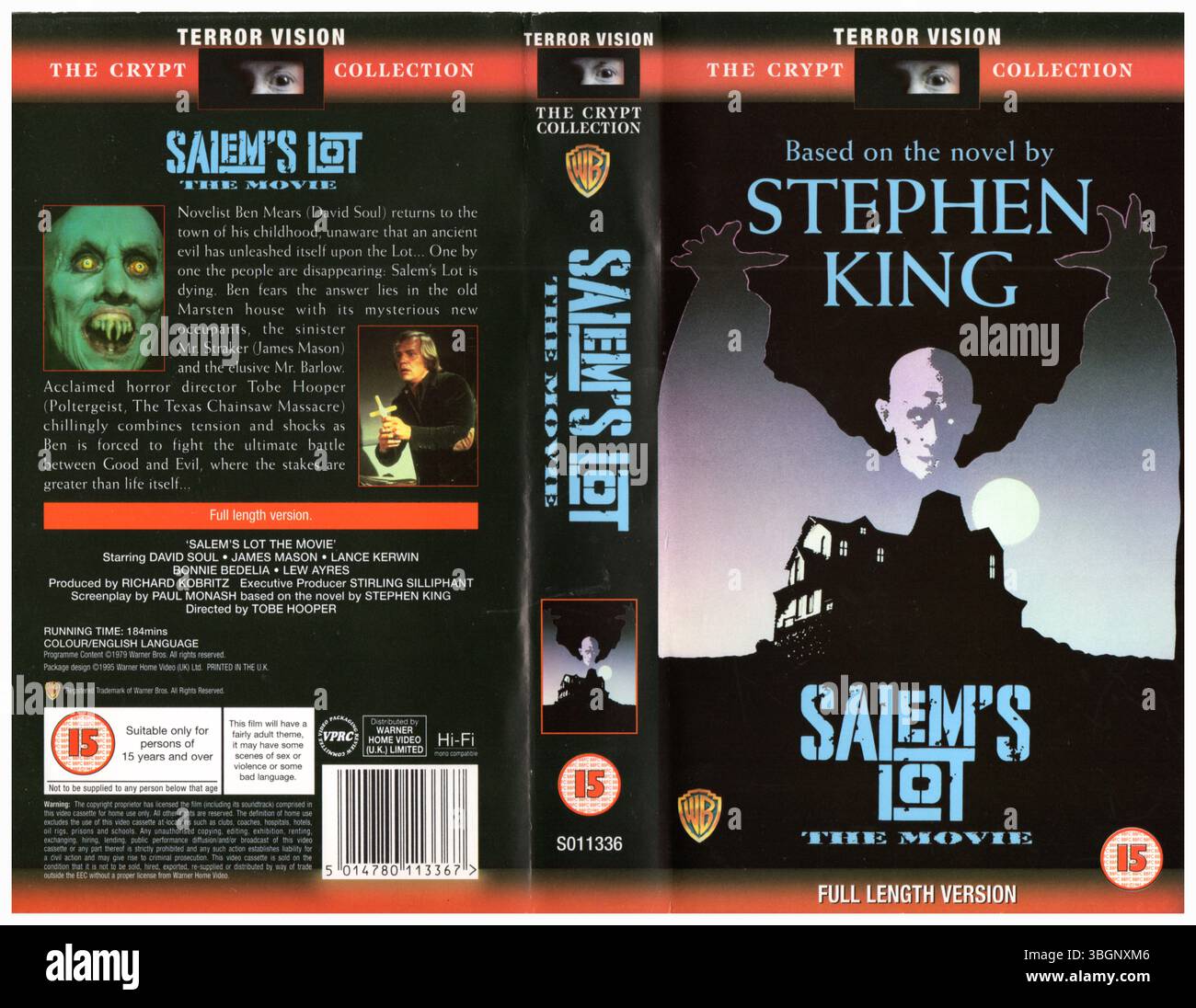 VHS Cover (1995, UK) von Salem's Lot: The Movie 1979 American Vampire Miniseries, basierend auf Stephen Kings Roman. Regie führte Tobe Hooper Stockfoto