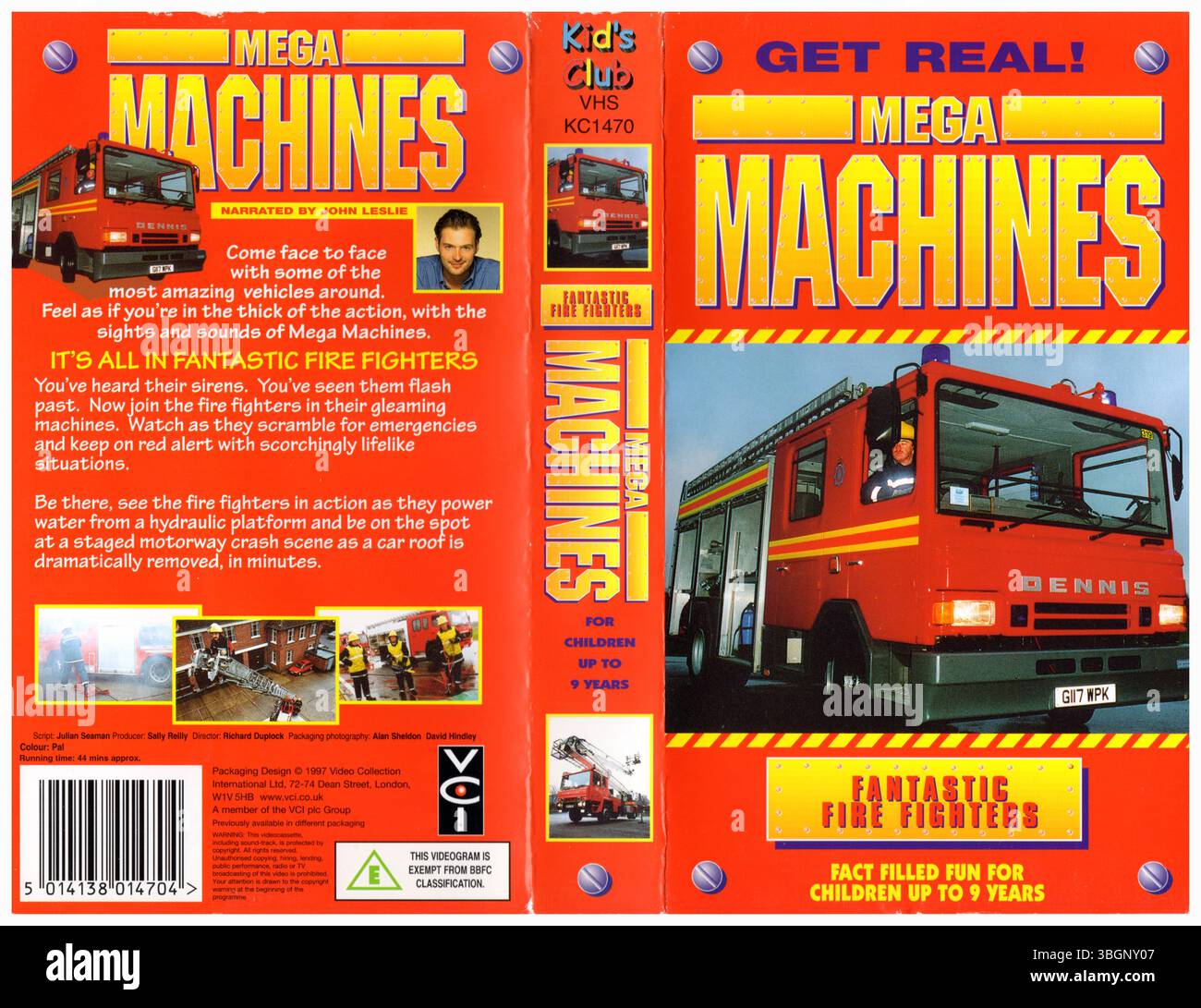Mega Machines: Fantastic Fire Fighters VHS Cover (1997) (UK) von Video Collection International Stockfoto