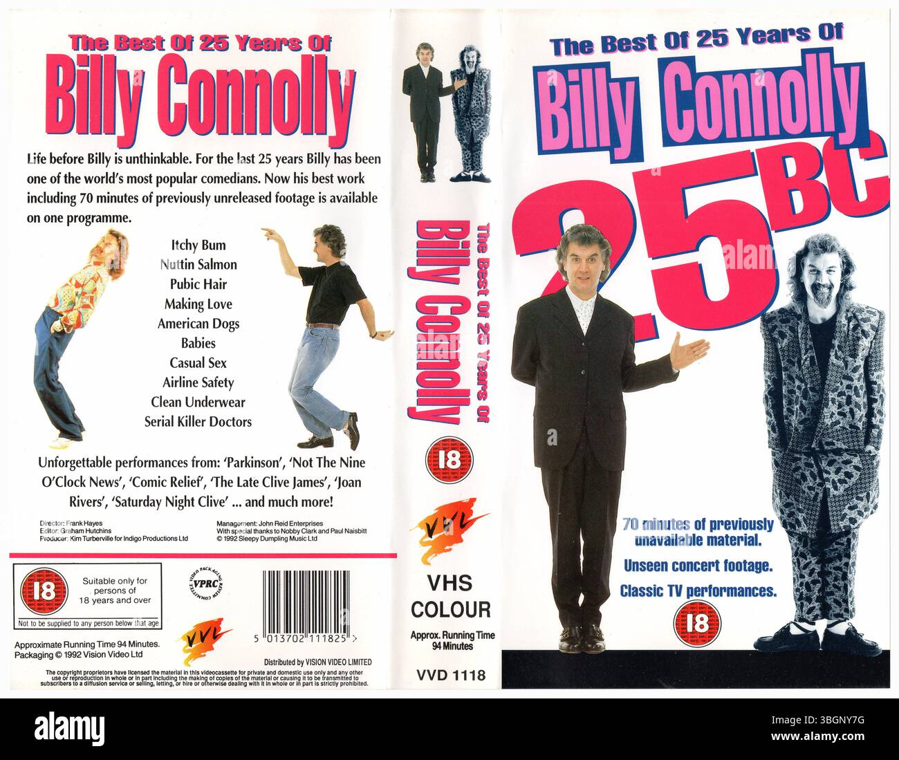 The Best of 25 Years of Billy Connolly VHS Cover (1992) (UK) von Vision Video Stockfoto