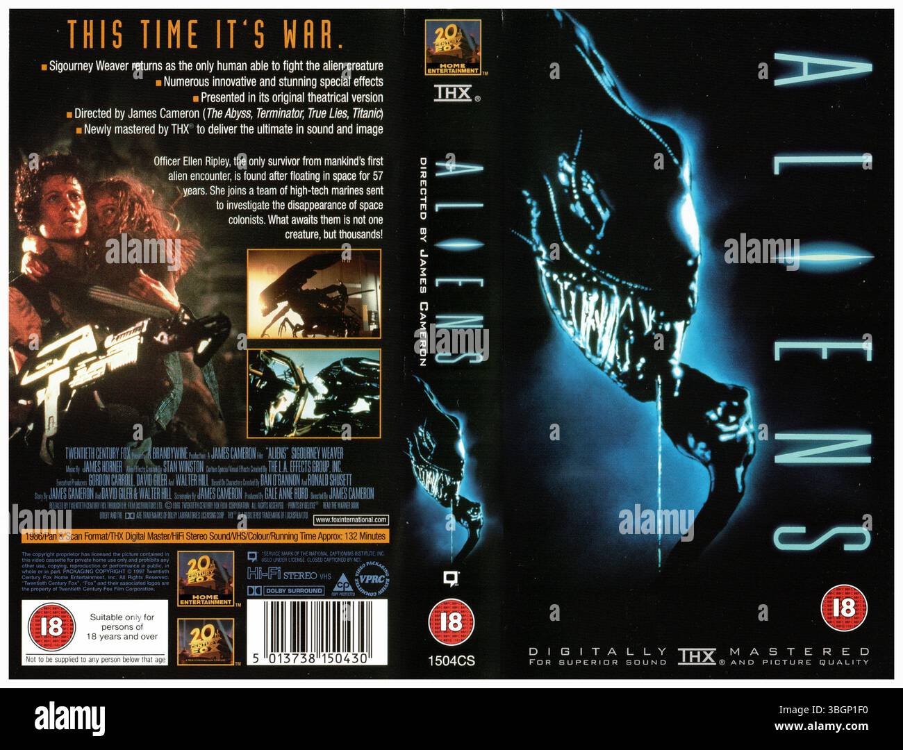 Aliens 1986 Science-Fiction-Actionfilm von James Cameron, VHS-Cover von Twentieth Century Fox Home Entertainment, Ausgabe 1997 Stockfoto